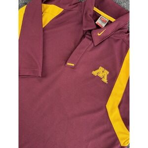 Nike Team Minnesota Gophers Polo Shirt L Maroon Gold Fit Dry 22x30